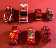 VIGILI DEL FUOCO POMPIERI Lotto 7 Auto Camion VARIE MARCHE in metallo