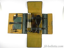 Beauty case antico set da viaggio valigetta vintage vecchio cartone stoffa a22