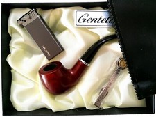 Set con Pipa in Legno Accendino Ricaricabile e Pulitore in Confezione Regalo