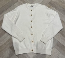 Cardigan golfista William Lockie 100% cashmere scozzese avorio con bottoni oro