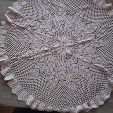 Centrotavola Rotondo  Fatto A mano All'uncinetto ECRU DIAMETRO 100