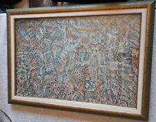 DIPINTO QUADRO OLIO SU TELA ASTRATTO 50X35 CM CON CORNICE ANNI 70 58X42.6H CM