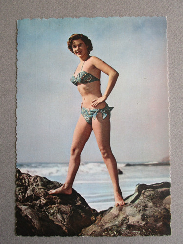 1960s postcard bikini pin - bikini, up