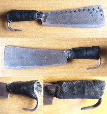 ANTICO MANARRESE, MENARA, MANNAIA D'ACCIAIO FORGIATO MONOPEZZO E MANICO D'OSSO