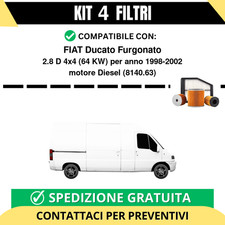 Kit 4 Filtri Tagliando per FIAT Ducato Furgonato 2.8 D 4x4 64 kw Diesel 1998-...