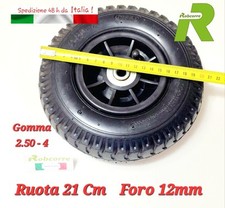 Ruota Pneumatica 21cm con Gomma 2.50-4  per Carrello Foro 12mm con Cuscinetti 