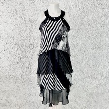 ELISA LANDRI VIA CONDOTTI ABITO MINI VESTITO VOLANT RUCHES PIEGHE ZEBRATO GEOMET