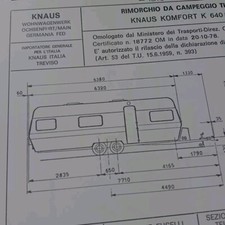 ROULOTTE KNAUS KOMFORT K640/1 RIMORCHIO CARAVAN scheda omologazione 1978