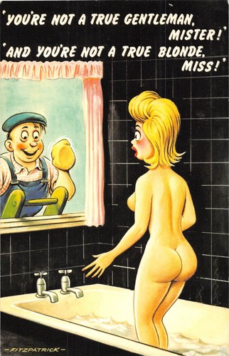 Cartolina girl big - girl, bagno