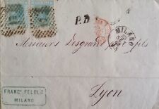 2 BUSTE PER LA FRANCIA CON COPPIE 5c. ANNULLATE CON BOLLI NUMERALI RETTANGOLARI