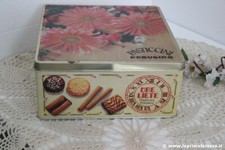 SCATOLA DI LATTA  ANNI 80 PASTICCINI PERUGINA ORE LIETE VINTAGE ITALIAN TIN BOX