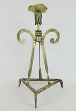 LAMPADA DA SCRIVANIA DORATA IN FERRO BATTUTO ARTIGIANALE VINTAGE ABAT-JOUR CH35