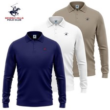 Polo uomo manica lunga 100% cotone piquet POLO CLUB BEVERLY HILLS M L XL XXL 3XL
