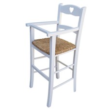 Seggiolone sgabello in legno paglia bimbo bambini bianco casa pizzeri ristorante