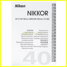 Manuale per Nikon AF-S Micro Nikkor 40mm. f2,8 G Italiano, E G F S J ecc...