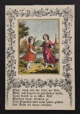 Pellegrino con angelo - incisione su rame XIX secolo - Quadro devozionale - Immagine sacra D281