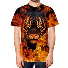 All Over Fire Tiger T Shirt