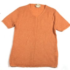 Maglione Claudia Gil Italy donna L arancione lana scollo V costine manica corta 