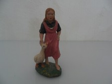 STATUINA PRESEPE VINTAGE IN PASTA MONTI RAGAZZA CON OCA