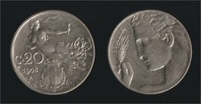 20 CENTESIMI 1908 LIBERTA' -