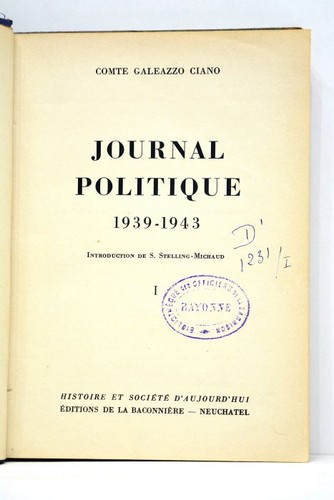 Livre ancien galeazzo ciano - livre,
