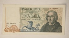 1971 Italy 5000 Lire Banknote