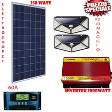 KIT FOTOVOLTAICO 2 KW PANNELLO 250W inverter 3000 reg 60 CAMPER NAUTICA ACCUMULO