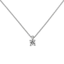 Collier Ancora con Ciondolo Solitario Diamante Brillante 585 Oro Bianco,