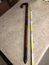 Antico Bastone da passeggio in legno Intagliato Scolpito Artigianato