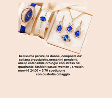 bellissima parure da donna collana braccialetto orecchini anello è orologio 