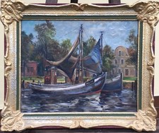 Quadro A Barche Pesca IN Porto