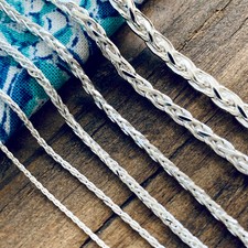 Collana catena vera corda spiga grano taglio diamante argento sterling 925 massiccio Italia