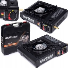 Fornello da Campeggio Portatile Doppio Attacco Cartuccia o Bombola con Valigetta