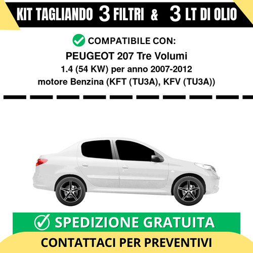 Tagliando per peugeot 207 - per, tre