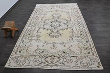 Tappeto vintage turco Oushak 6x9 kilim tappeto anatolico fatto a mano decorazione boho BEIGE