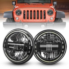 Pair 7" Round Black LED