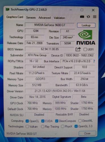 Geforce 9600 brand xfx - geforce,