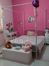 Letto matrimoniale alla Francese a Baldacchino Bianco in Metallo 140x200  