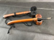 Antico calamaio e porta pennelli giapponese Yatate portatile scrittura bronzo set 2 pezzi