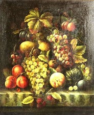 "Natura morta di frutta"  Scuola italiana dei primi del XX secolo. Olio