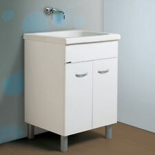 Mobile Lavatoio Lavanderia con Vasca in Ceramica 60x60 e Strizzatoio Incorporato