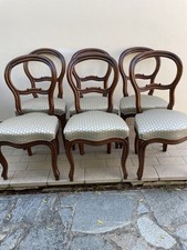 Serie Di Sei Sedie Antiche 800 stile Luigi Filippo Perfettamente Restaurate