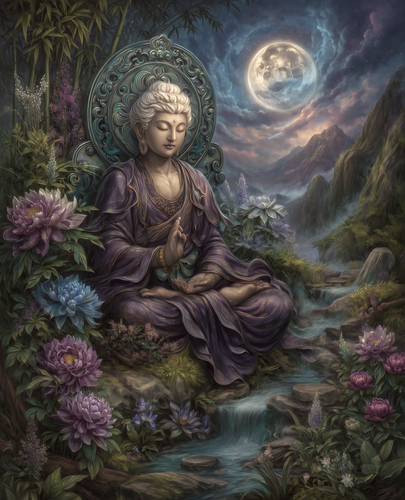 Statua buddha luna giardino - statua,
