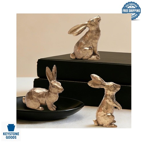 Set statuine coniglietto - , oro