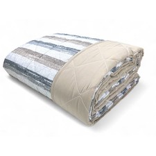 Trapuntino Rigato Beige - Copriletto Trapuntato Mezza Stagione - Microfibra Morb