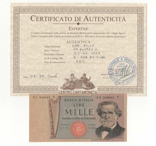 1000 LIRE GIUSEPPE VERDI II°  TIPO DECR  25 - 03 - 1969 CARTA OCRA  FDS -