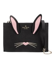 Borsa a tracolla Kate Spade in pelle nera Hop To It Bunny Rabbit Sima nuova