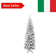 Maury's Albero di Natale Artificiale Extra Slim Innevato Sintetico 180cm Real...