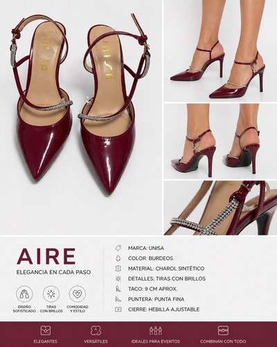 Tacones color burdeos