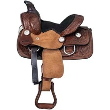 Set da 8" Western Horse Leather Saddle Pony per bambini in miniatura floreale...